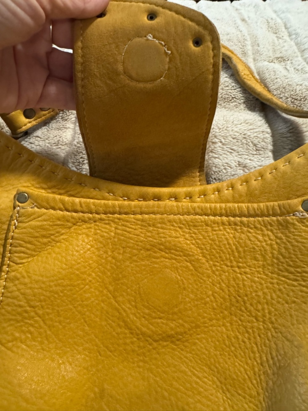 One of a kind custom made Mustard Leather Shoulder Bag with Tassel Detail-  NWOT - Picture 6 of 11